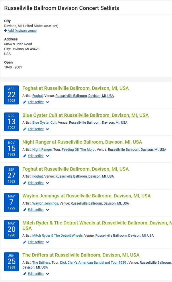 Russellville Ballroom - Setlist Fm Concert Listing